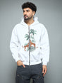 White Tropical Tiger Embroidery Hoodie Sweatshirts Fugazee 