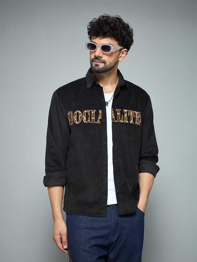 Black Socialite Corduroy Shirt Shirts Fugazee 