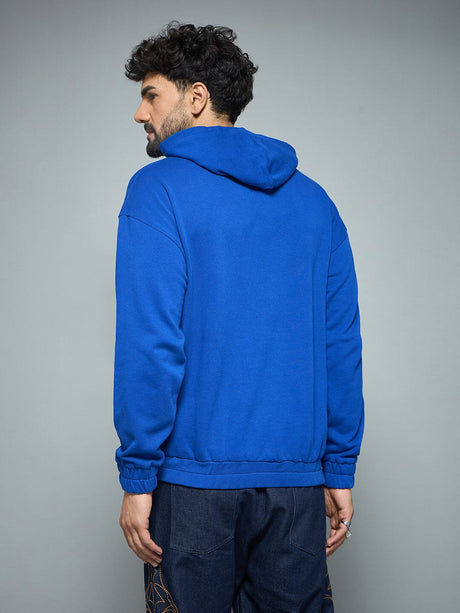 Royal Blue CD Embroidered Hooded Sweatshirt Sweatshirts Fugazee 