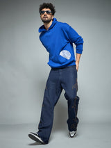 Royal Blue CD Embroidered Hooded Sweatshirt Sweatshirts Fugazee 