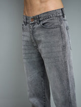Grey Flared Raw Edge Denim Jeans Fugazee 