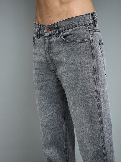Grey Flared Raw Edge Denim Jeans Fugazee 