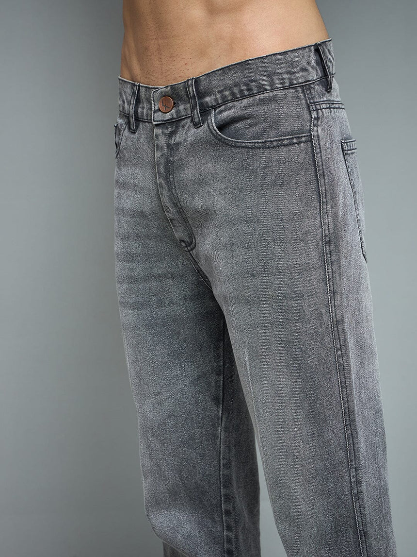 Grey Flared Raw Edge Denim Jeans Fugazee 