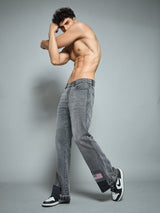 Grey Flared Raw Edge Denim Jeans Fugazee 