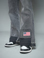 Grey Flared Raw Edge Denim Jeans Fugazee 