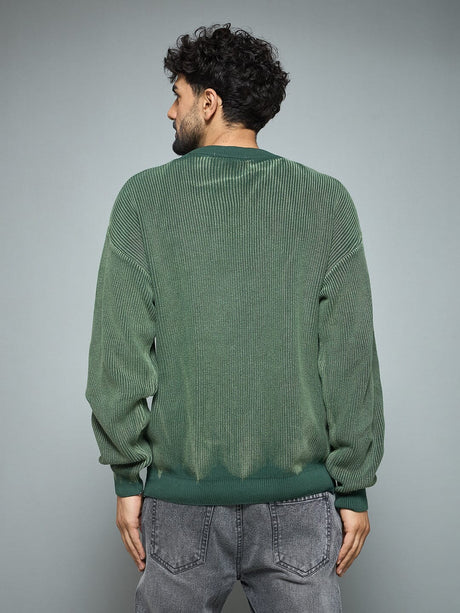 Green Overdyed Knitted Sweater Sweaters Fugazee 