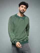 Green Overdyed Knitted Sweater Sweaters Fugazee 