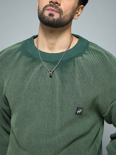 Green Overdyed Knitted Sweater Sweaters Fugazee 