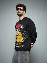 Black Anime Graphic Knitted Sweater Sweaters Fugazee 