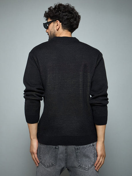 Black Anime Graphic Knitted Sweater Sweaters Fugazee 
