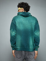 Bottle Green Sun Fade Shoulder Pad Hoodie Sweatshirts Fugazee 