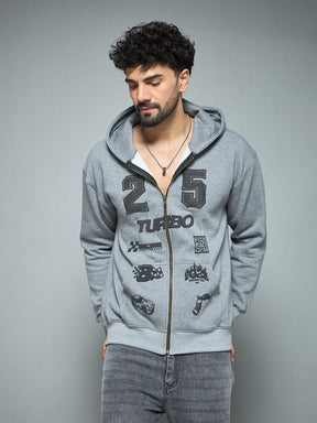 Anthra Melange Racing Graphic Hoodie Sweatshirts Fugazee 