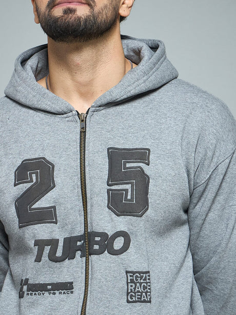 Anthra Melange Racing Graphic Hoodie Sweatshirts Fugazee 