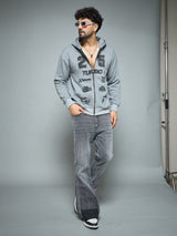 Anthra Melange Racing Graphic Hoodie Sweatshirts Fugazee 