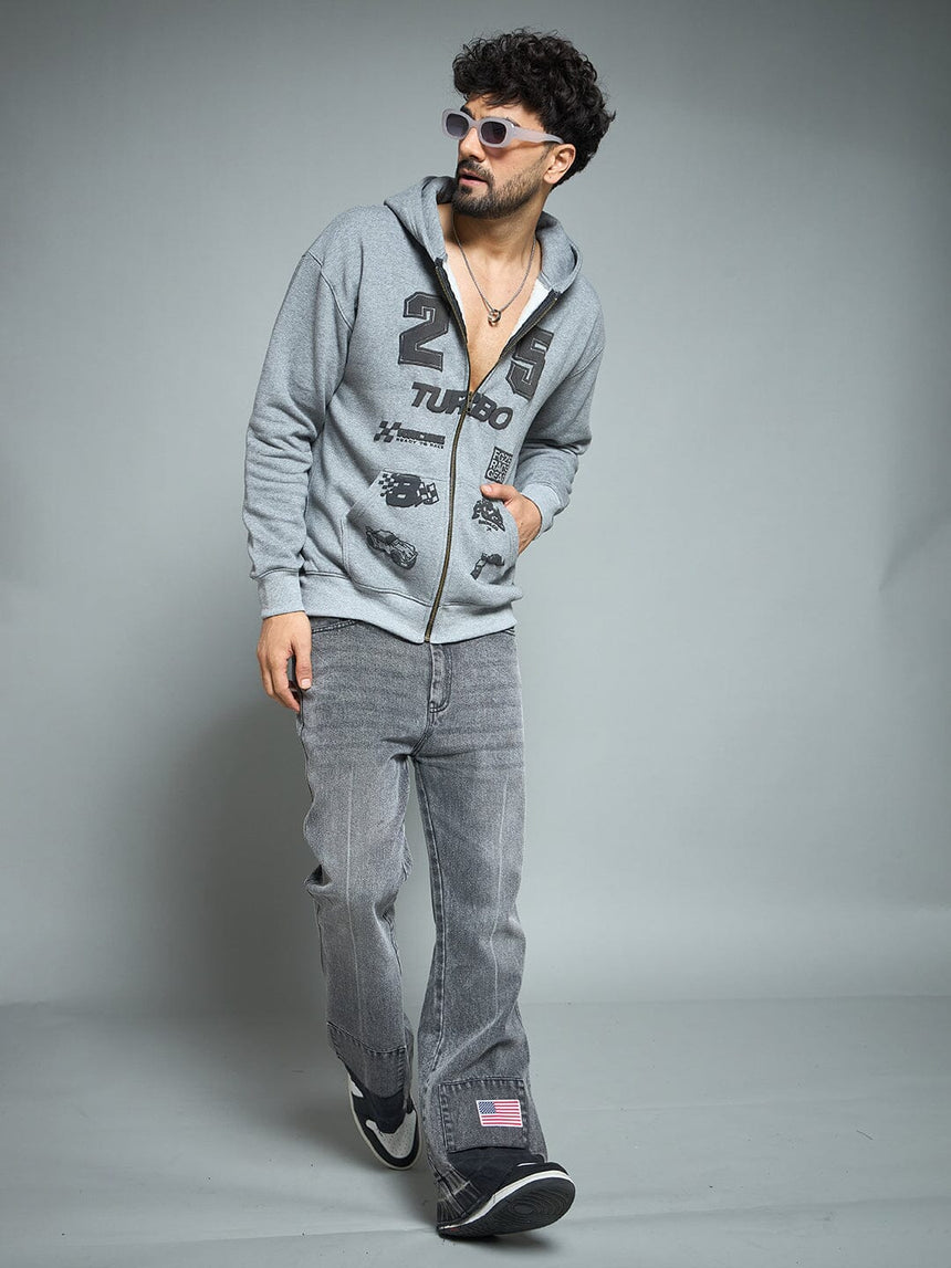 Anthra Melange Racing Graphic Hoodie Sweatshirts Fugazee 