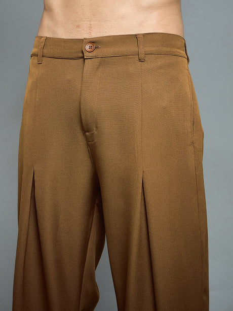 Tan Pleated Korean Pants Trousers Fugazee 