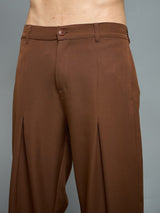 Brown Pleated Korean Pants Trousers Fugazee 
