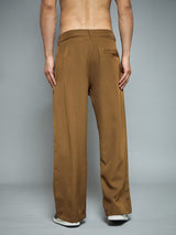 Tan Pleated Korean Pants Trousers Fugazee 