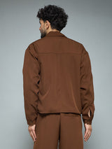 Brown Minimalist Korean Shacket Shackets Fugazee 