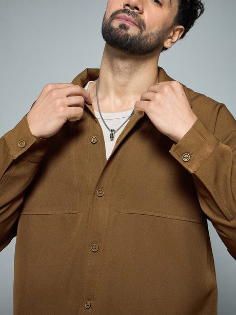 Tan Minimalist Korean Shacket Shackets Fugazee 