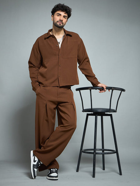 Brown Pleated Korean Pants Trousers Fugazee 