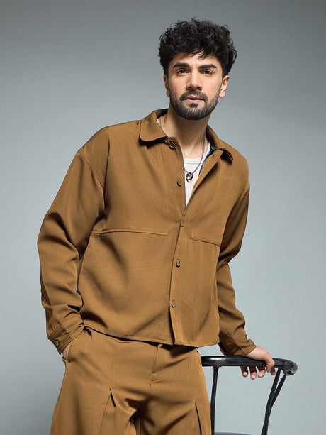 Tan Minimalist Korean Shacket Shackets Fugazee 