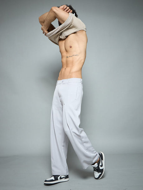 Sliver Grey Pleated Korean Pants Trousers Fugazee 