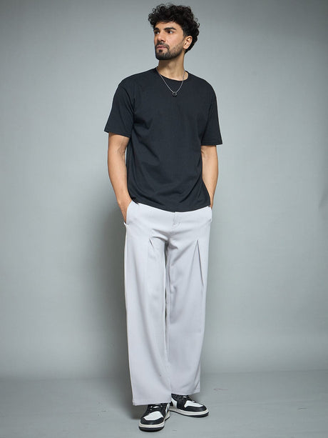 Sliver Grey Pleated Korean Pants Trousers Fugazee 