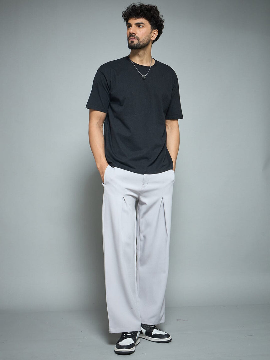 Sliver Grey Pleated Korean Pants Trousers Fugazee 