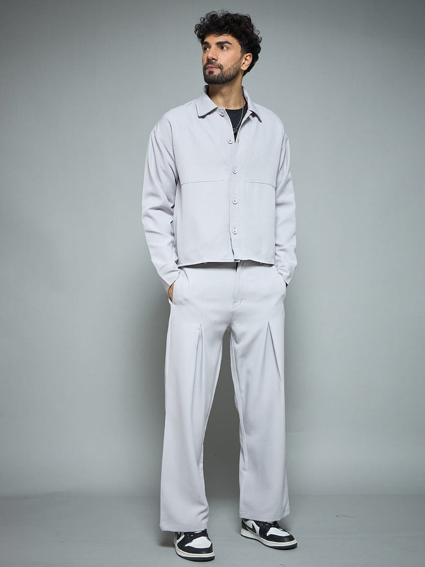 Silver Grey Minimalist Korean Clothing Set Clothing Set Fugazee 