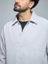 Sliver Grey Minimalist Korean Shacket Shackets Fugazee 