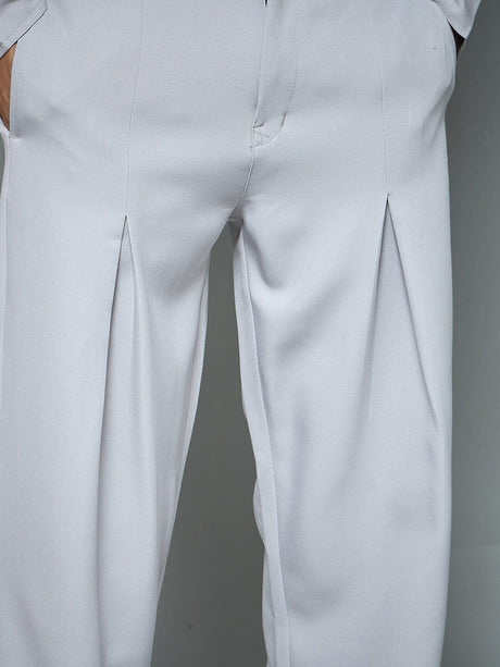 Sliver Grey Pleated Korean Pants Trousers Fugazee 