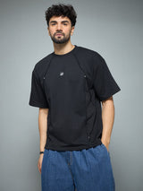 Black Faux Flat Look Cut & Sew Tshirt T-Shirts Fugazee 