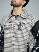 Checkered Tweed Embroidered Varsity Jacket Jackets Fugazee 