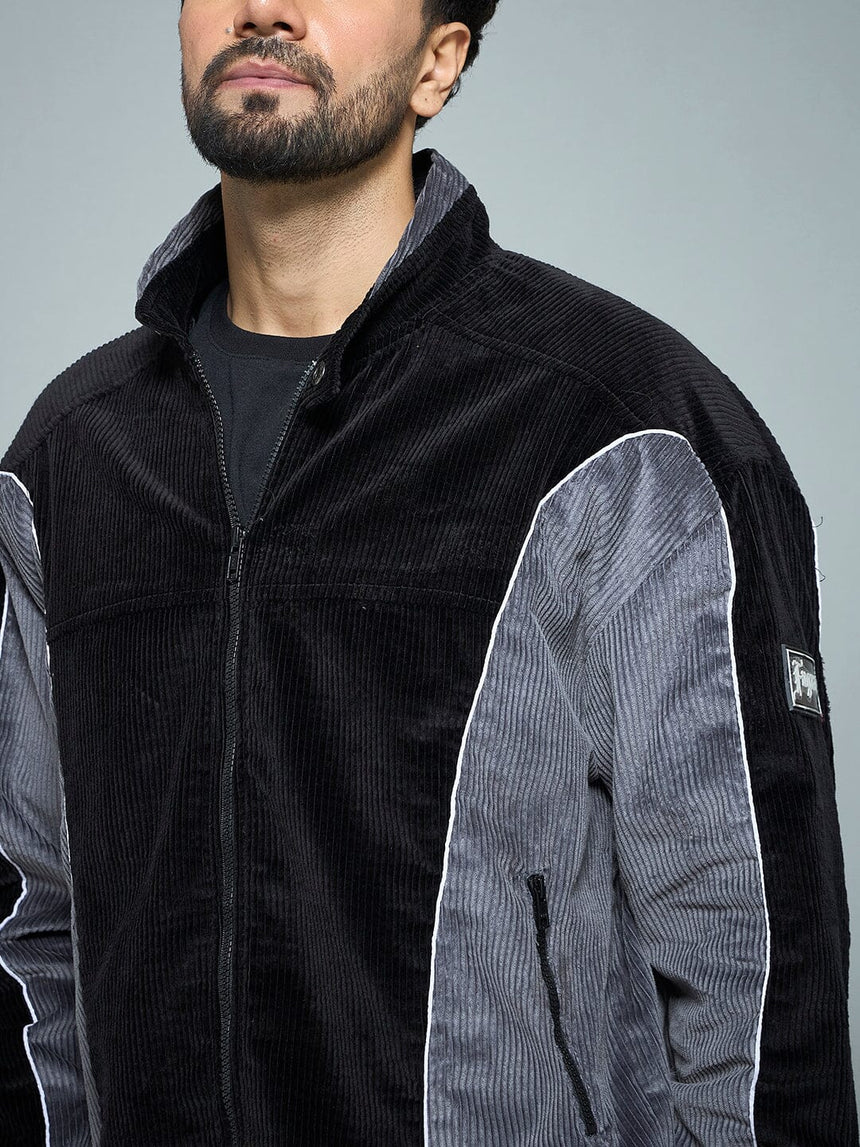 Black & Grey Corduroy Moto Jacket Jackets Fugazee 
