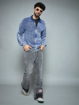 Denim Washed Overdyed Zipped Sweater Sweaters Fugazee 