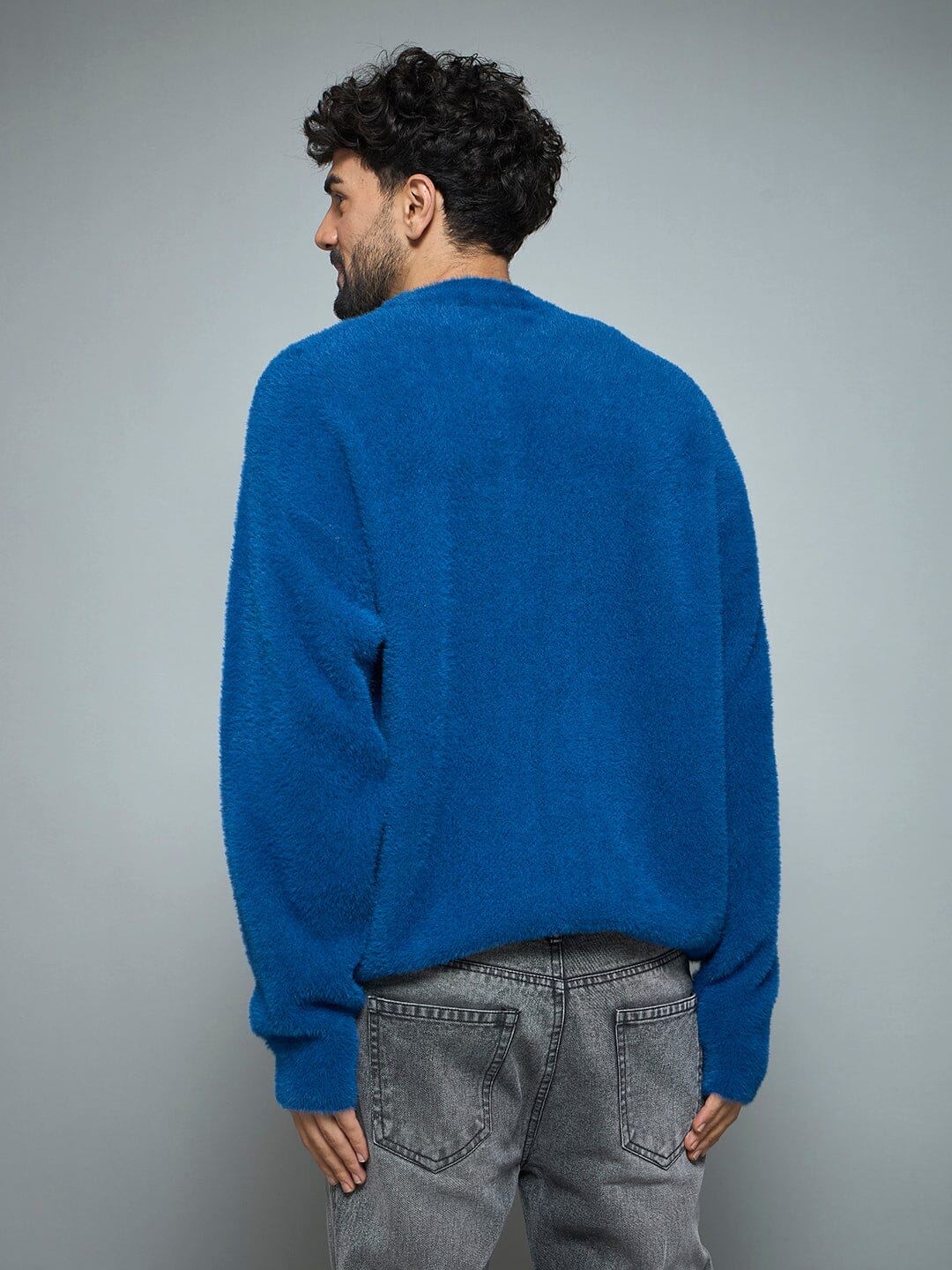 Blue Mohair Mother Mary Knitted Sweater | Buy Mens Sweaters