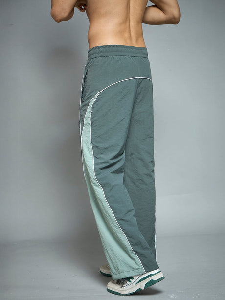 Bottle Green Cut & Sew Parachute Trackpants Trackpants Fugazee 