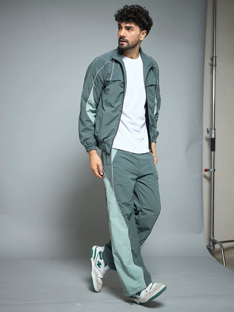 Bottle Green Parachute Cut & Sew Tracksuit Tracksuits Fugazee 