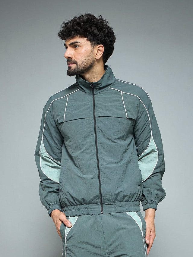 Bottle Green Parachute Cut & Sew Jacket Jackets Fugazee 