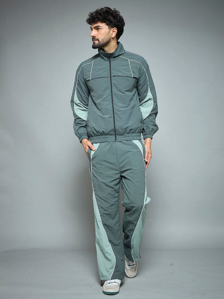 Bottle Green Parachute Cut & Sew Tracksuit Tracksuits Fugazee 