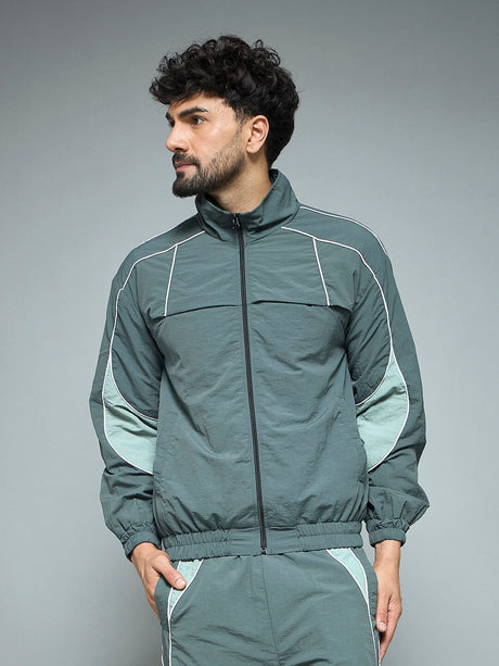 Bottle Green Parachute Cut & Sew Jacket Jackets Fugazee 