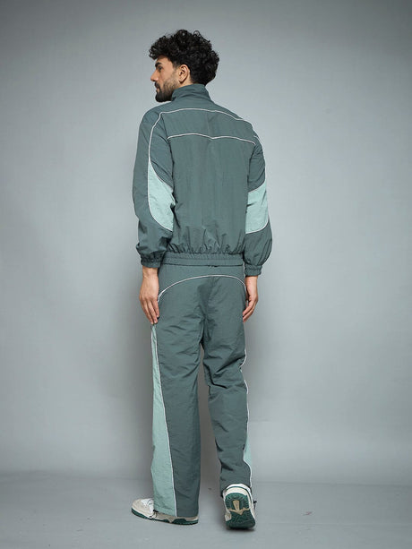 Bottle Green Parachute Cut & Sew Tracksuit Tracksuits Fugazee 