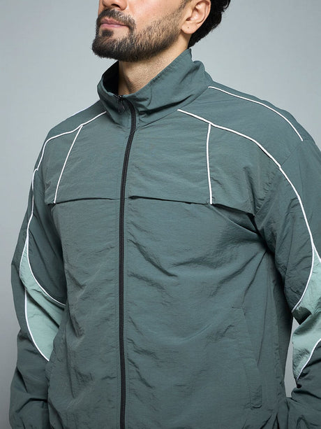 Bottle Green Parachute Cut & Sew Jacket Jackets Fugazee 