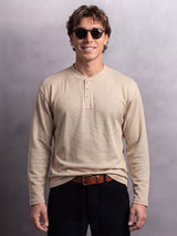 Beige Waffle Relaxed Henley Tshirt T-Shirts Fugazee 