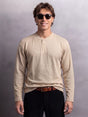 Beige Waffle Relaxed Henley Tshirt T-Shirts Fugazee 