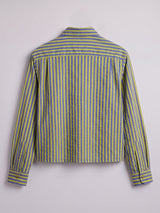 Warm Green & Blue Striped Cropped Shirt Shirts Fugazee 