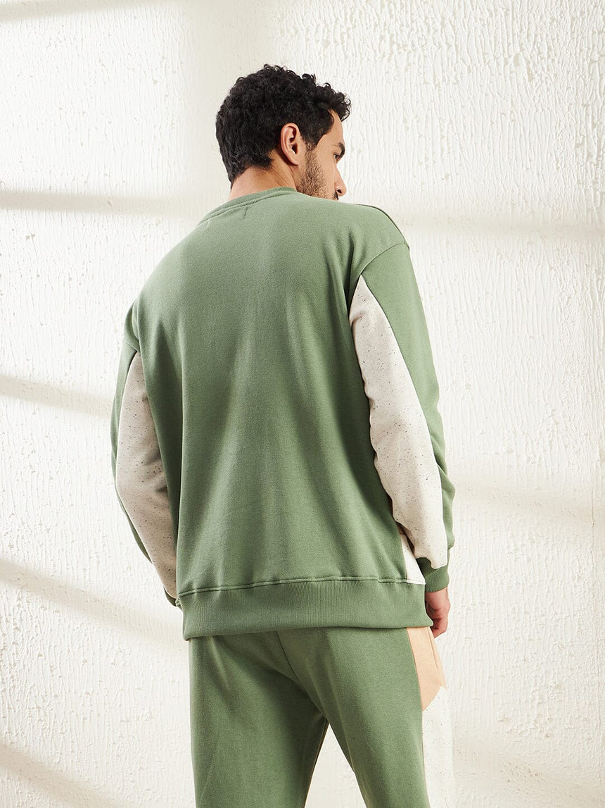 Mineral Green Cut And Sew Patched Sweatshirt