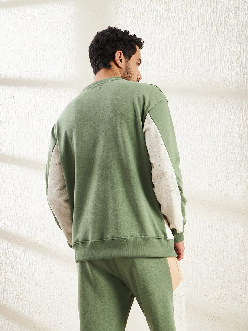 Mineral Green Cut And Sew Patched Sweatshirt Sweatshirts Fugazee 