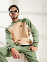 Mineral Green Cut And Sew Patched Sweatshirt Sweatshirts Fugazee 